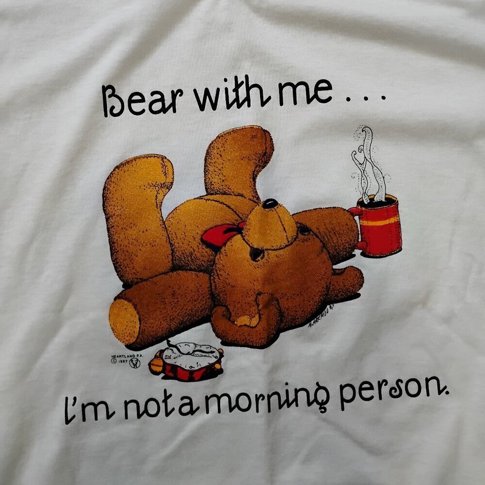 Deadstock Vintage 80s Teddy Bear With Me I'm Not A Morning Person T-Shirt